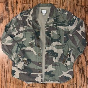 Women’s camo print jean jacket